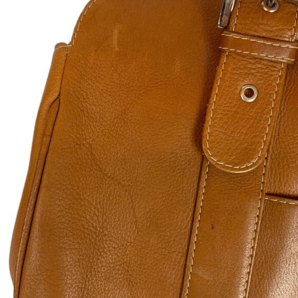 Piel Womens Leather Briefcase Tote Camel Laptop Bag Multiple Pockets Executive - Picture 8 of 10